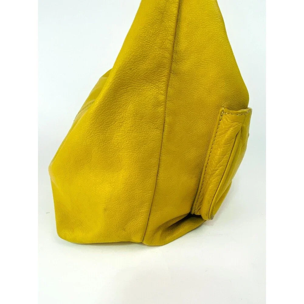 Toscani Italy Mustard Yellow Genuine Leather Slouchy Hobo Shoulder Bag Purse